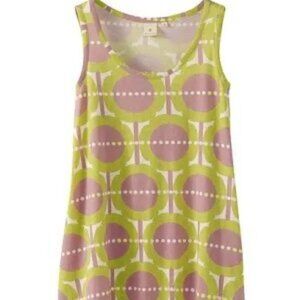 Vintage Abstract Floral Print Cotton Tank Tunic Top